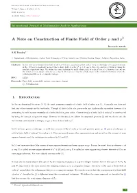 A Note on Construction of Finite Field of Order P and P2