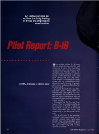 An Instructor Pilot De- Scribes the Lofty Feeling of Flying the Impressive New Bomber