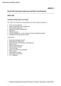 ANNEX 3 Final Draft Hearings Programme and Lists of Participants
