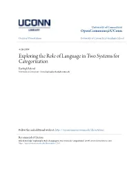 Exploring the Role of Language in Two Systems for Categorization Kayleigh Ryherd University of Connecticut - Storrs, Kayleigh.Ryherd@Uconn.Edu