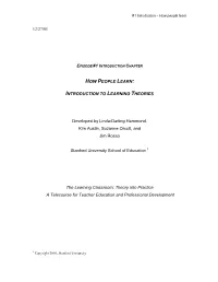 How People Learn: Introduction to Learning Theories