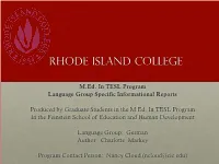 German Language Specific Informational Report