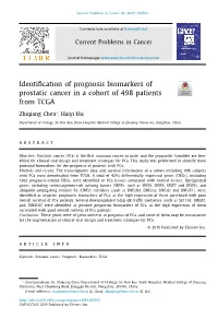 Identification of Prognosis Biomarkers of Prostatic Cancer in a Cohort Of