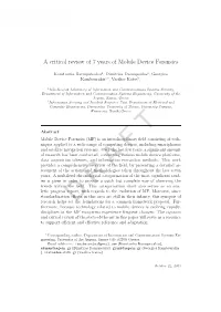 A Critical Review of 7 Years of Mobile Device Forensics