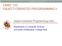 Cmsc 132: Object-Oriented Programming Ii