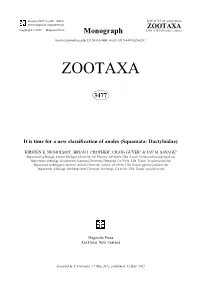 It Is Time for a New Classification of Anoles (Squamata: Dactyloidae)