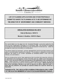 List of Planning Applications and Other Proposals