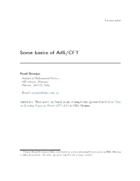 Some Basics of Ads/CFT