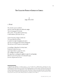 The Collected Poems of Giorgio De Chirico