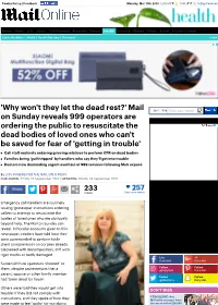 Mail on Sunday Reveals 999 Operators Are Ordering the Public To