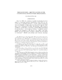 Objective Analysis and the Constitutional Status of Public Broadcasting