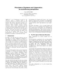 Principles of Systems and Cybernetics: an Evolutionary Perspective