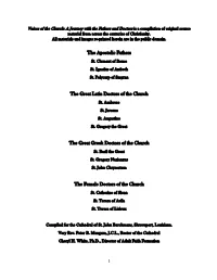 Voices of the Church: a Journey with the Fathers and Doctors Is a Compilation of Original Source Material from Across the Centuries of Christianity