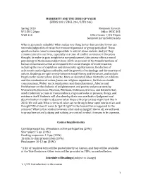 1 Modernity and the Crisis of Value (Hums 288 / Engl 284