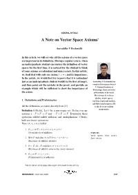 A Note on Vector Space Axioms∗