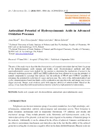 Antioxidant Potential of Hydroxycinnamic Acids in Advanced Oxidation Processes