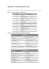 Appendix D : Cartographic Materials Codes