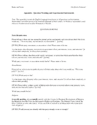 Appendix Question Wording and Experimental Instruments