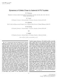 Dynamics of Orbits Close to Asteroid 4179 Toutatis