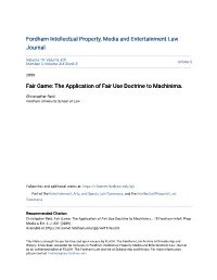 Fair Game: the Application of Fair Use Doctrine to Machinima