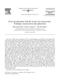 Force Measurements with the Atomic Force Microscope