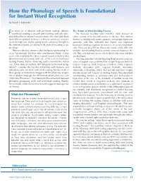 How the Phonology of Speech Is Foundational for Instant Word Recognition by David A