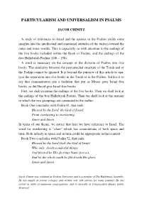 Particularism and Universalism in Psalms