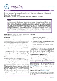 Preservation of Ready to Serve Blended Carrot and Kinnow