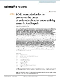 SOG1 Transcription Factor Promotes the Onset of Endoreduplication Under Salinity Stress in Arabidopsis Kalyan Mahapatra & Sujit Roy*