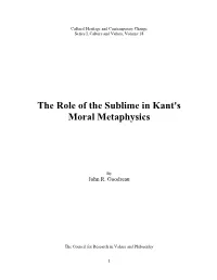 The Role of the Sublime in Kant's Moral Metaphysics