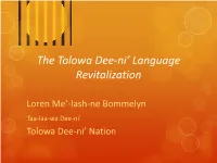 The Tolowa Dee-Ni' Language Revitalization