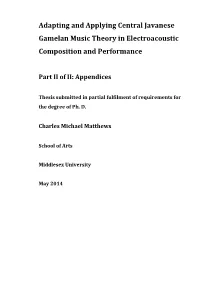Adapting and Applying Central Javanese Gamelan Music Theory in Electroacoustic Composition and Performance