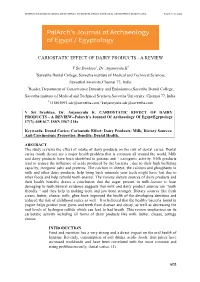 Cariostatic Effect of Dairy Products - a Review