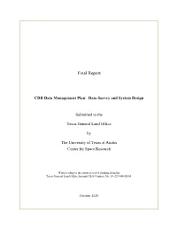 CDR Data Management Plan: Data Survey and System Design
