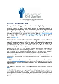 ICCL: Monitoring Rights During the Pandemic 22-28 August 2020