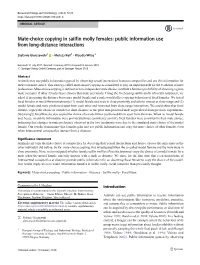 Mate-Choice Copying in Sailfin Molly Females: Public Information Use from Long-Distance Interactions