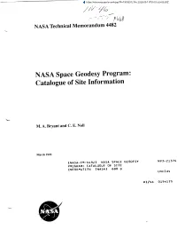 NASA Space Geodesy Program: Catalogue of Site Information