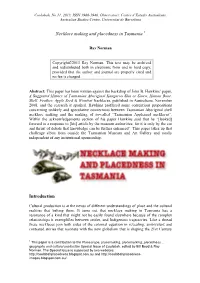 Necklace Making and Placedness in Tasmania 1 Introduction