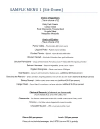 SAMPLE MENU 1 (Sit-Down)