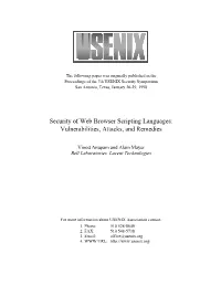 Security of Web Browser Scripting Languages: Vulnerabilities, Attacks, and Remedies