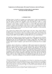 Survey of Existing Approaches to Measuring Socio-Economic Progress*