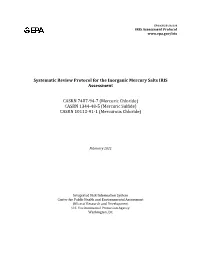 Systematic Review Protocol for the Inorganic Mercury Salts IRIS Assessment