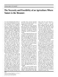 The Necessity and Possibility of an Agriculture Where Nature Is the Measure