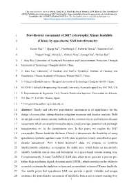 Post-Disaster Assessment of 2017 Catastrophic Xinmo Landslide (China) by Spaceborne Sar Interferometry