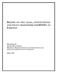Report on the Legal, Institutional and Policy Framework for Redd+ in Pakistan