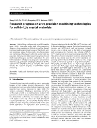 Research Progress on Ultra-Precision Machining Technologies for Soft-Brittle Crystal Materials
