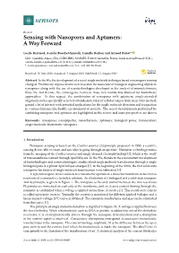 Sensing with Nanopores and Aptamers: a Way Forward