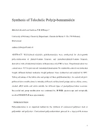 Synthesis of Telechelic Poly(P-Benzamide)S