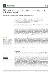 Thyroid-Modulating Activities of Olive and Its Polyphenols: a Systematic Review