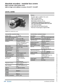 Absolute Encoders - Modular Bus Covers High Resolution, Blind Hollow Shaft Optical Single and Multiturn Encoders 18 Bit ST / 13 Bit MT